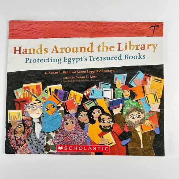 2/$6 Hands Around the Library book by Susan L. Roth-Protecting Egypt’s Books - Picture 1 of 11